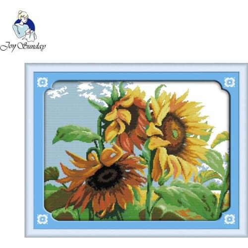Joy Sunday Sunflowers in wind Patterns Needlework DIY Chinese Cross stitch Sets For Embroidery kits Printed Counted Cross-Stitch