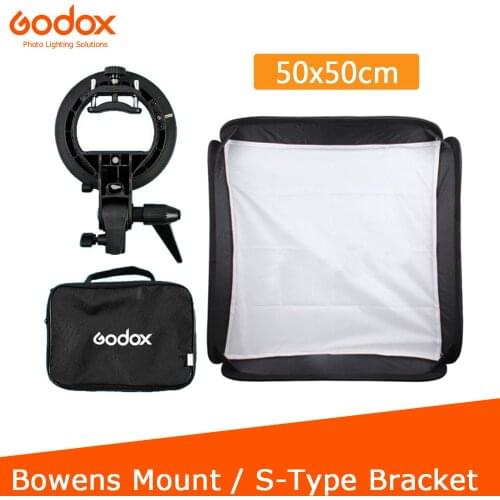 Godox 50x50cm 50 * 50cm / 20" * 20" Softbox Diffuser with S-type Bracket Bowens Holder for Studio Photo Speedlite Flash Light