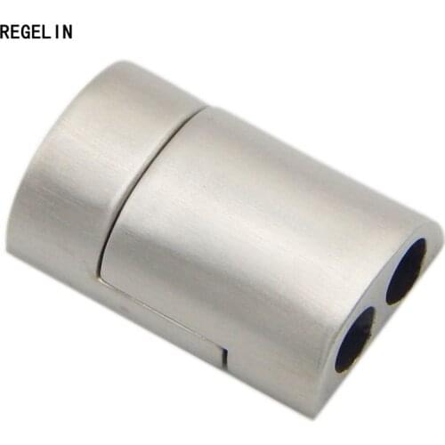 REGELIN High Qualtity 1pcs Stainless Steel Double Hole 3.5MM Magnetic Clasps Jewelry Findings Leather Cord Bracelets Connector