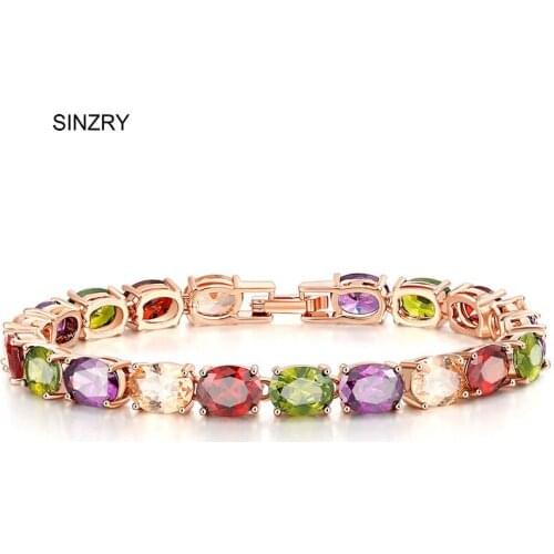 Luxury Jewelry Oval Shape Cubic zircon Micro setting gold color colorful charm bracelets fashion women jewelry gift