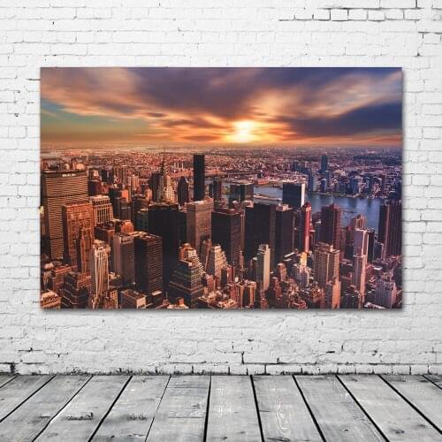 Modern Cityscapes Painting New York Skyscraper Picture Canvas Posters and Prints Wall Art for Home Decor