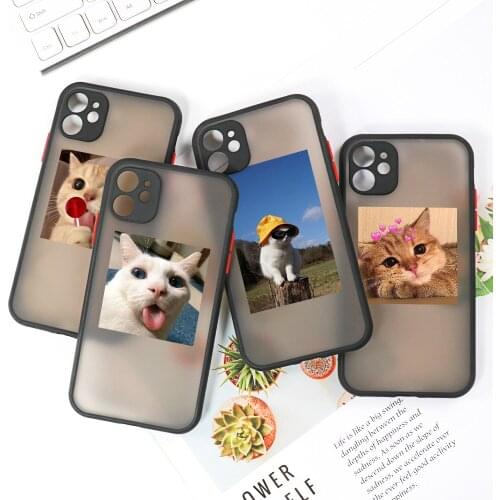 Camera Protection Case For iPhone Case 11 12 Pro X Xs MAX XR 6s 7 8 Plus Mini SE2020 Cute Cat Clear Shockproof Phone Matte Cover
