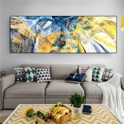 Yellow and Blue Drift Oil Canvas Painting Modern Sofa Living Room Decoration Abstract Canvas Art Prints Dropshipping Home Decor