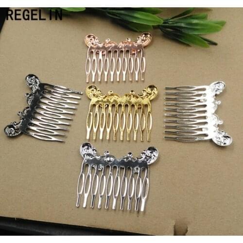 REGELIN Vintage Bronze 10 Teeth Leaf Comb Hair Jewelry Charm Women Flower Motif Hairpin Hair Clips Barrettes Fashion Hair Wear