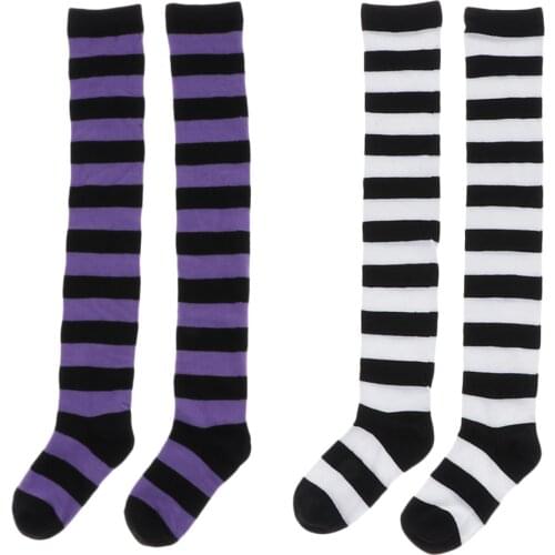 Women Striped Long Socks Causal Soft Knitted Stockings Tube Socks