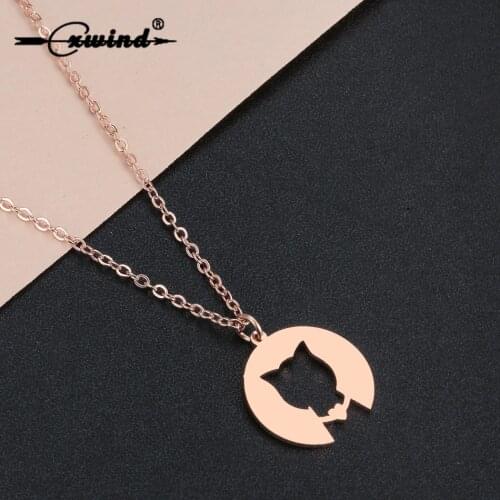 Cxwind Cute Cat Pet Jewelry Animal Necklace Pendant Keepsakes Stainless Steel Jewelry for Cat Pendant Jewelry Gift