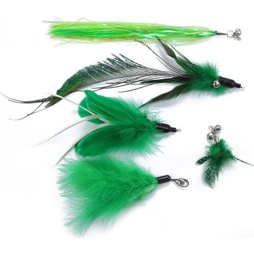 5Pcs/Set Cat Stick Replacement Assorted Cat Feather Refill Cat Wand Refill Cat Interactive Toy Pet Supplies Cat Favors