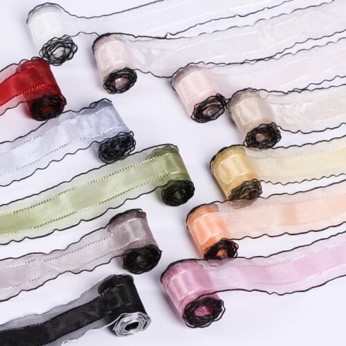 5 yards Clear Wavy Striped Snow Yarn Organza Ribbon DIY Hair Bow Accessories Cake Gift Bouquet Packaging Clothing Sewing Trims