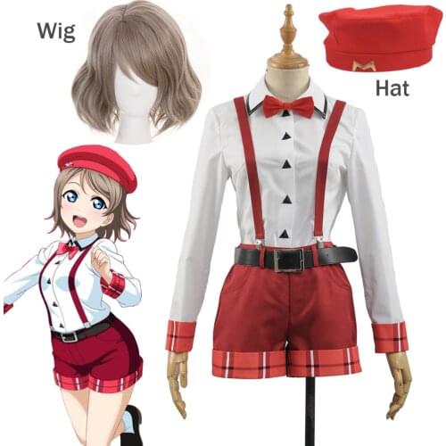Anime Love Live CYaRon Cosplay Costume Watanabe You Cosplay Costume Girl School Uniform for Women Halloween Costume Full Set
