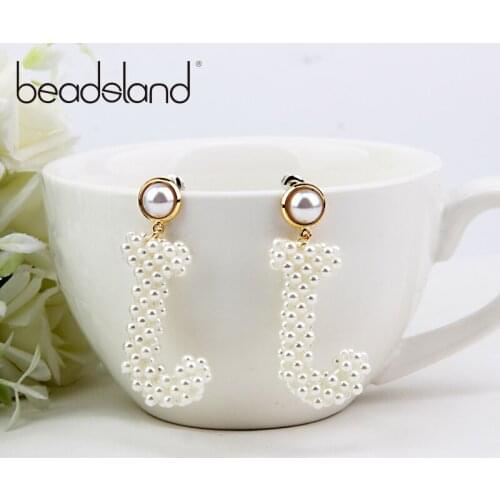 Beadsland Drop Earrings Simulated-pearl Letter J Shape Design Fashion Hiphop/Rock Woman Girl Party Festival Hot Sell Gift 40072