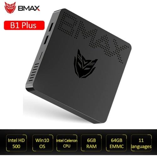 BMAX B1 PLUS Intel Celeron N3350 Office Mini PC Windows 10 6GB LPDDR4 64GB eMMC Intel HD Graphics 500 BT4.2 Gaming PC Computer