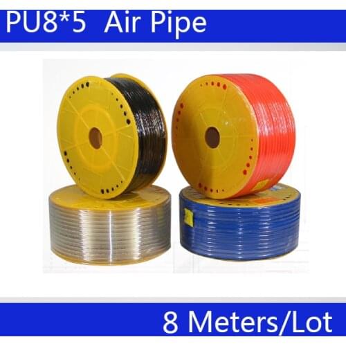 Free shipping 8*5mm PU hose 8M/roll for air & water luchtslang air hose Pneumatic parts pneumatic hose ID 5mm OD 8mm