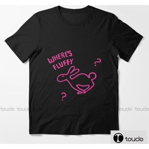 Where S Fluffy Unisex Black Tshirt Men T Shirt Retro Graphic T Shirts 100% Cotton T-Shirt Man Woman Tees Tops Unisex