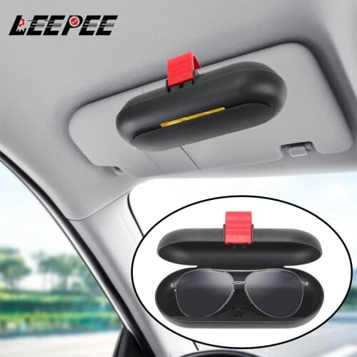 LEEPEE ABS Sunglasses Box Eyeglasses Holder Universal Sun Visor Built-in Fiber Velvet Protection Glasses Case Car Interior