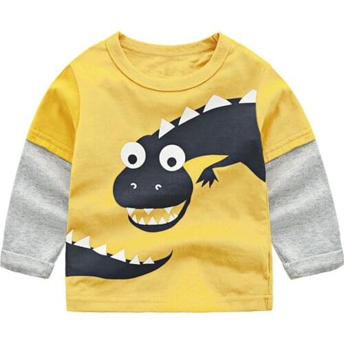 Boys girl Cotton Long Sleeve T Shirt brand Cartoon Dinosaur car Kids Tops Tees Spring Autumn For 2-7Y wholesale Children clothes