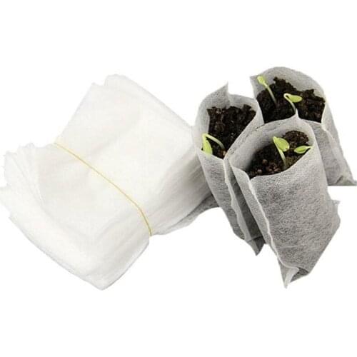 300Pcs Nursery seedling bag plant Grow pocket Flowers nutri Pouch 8x10cm Biodegradable Non-woven for Home garden planting tool