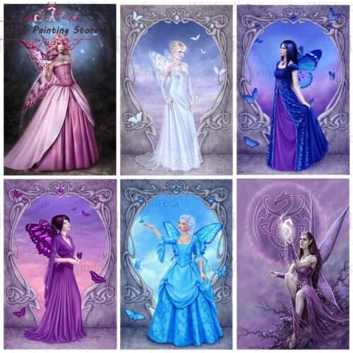 5D DIY Diamond Painting Butterfly Fairy Queen Full Diamond Woman Portrait Diamond Embroidery Kit Mosaic Art Rhinestone Home Deco