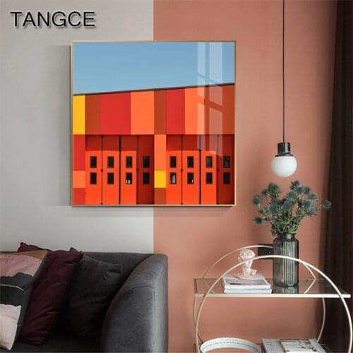 Modern Nordic Bright Street View Posters Print Abstract Canvas Painting Colorful Wall Art Pictures Decor for Living Room Bedroom