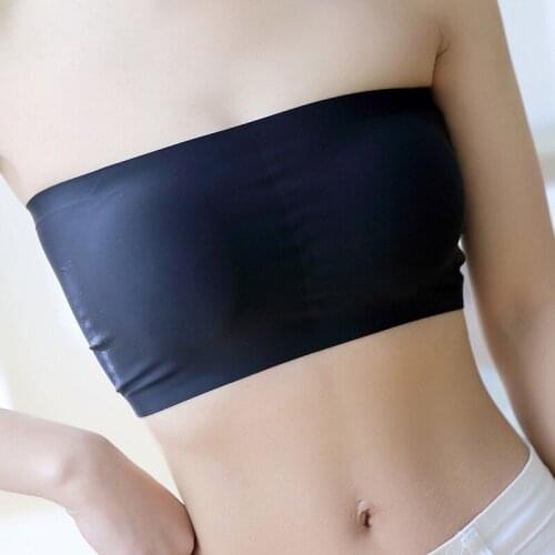 Summer Women Tube Tops Ventilation Strapless Tops Women Ice Silk Chest Warp Black Underwear Seamless Intimates Bandeau Top Bra