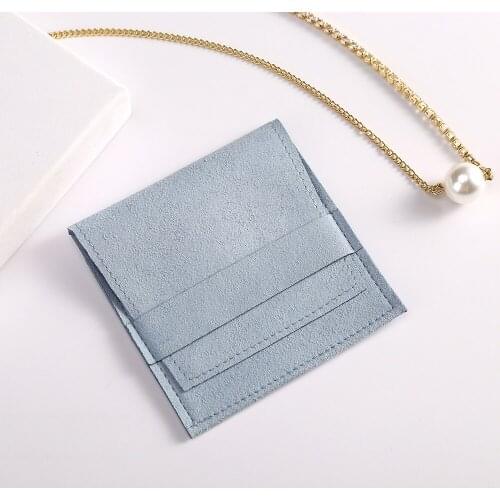 Microfiber Pouch for Ring Earrings Blue Jewelry Packaging Small Chic Christmas Wedding Presents Gift Velvet Envelope Bag