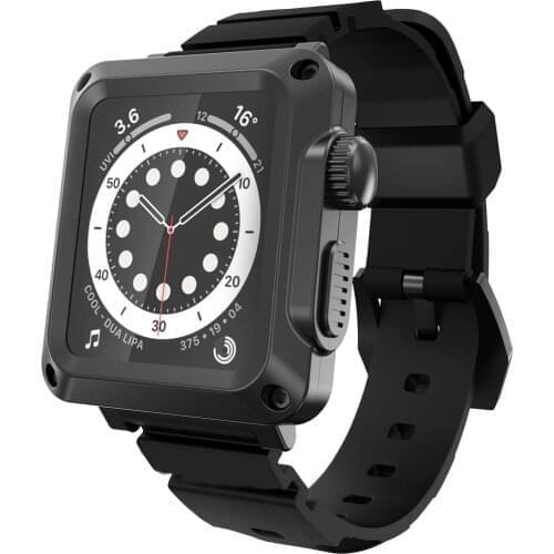 For Apple watch 6 SE 5 4 40mm 44mm 3 2 1 42MM 38MM Full Metal Protective Bumper Case Tempered Glass Protective Cover Band Straps