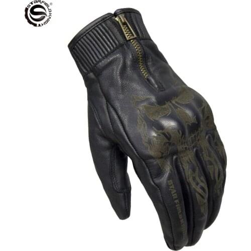STAR FIELD KNIGHT Motorcycle Gloves Goatskin Riding Gloves Moto Riding Full Finger Zipper Protection Accessories