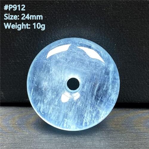 Natural Ocean Blue Aquamarine Peace Buckle Crystal Pendant Jewelry For Women Men Healing Luck Stone 24mm Beads Gemstone AAAAA