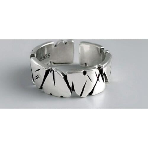 Creative Mountain Stacked Irregular Rock Stone Index Finger 925 Sterling Silver Adjustable Rings For Women Trendy Korean Jewelry