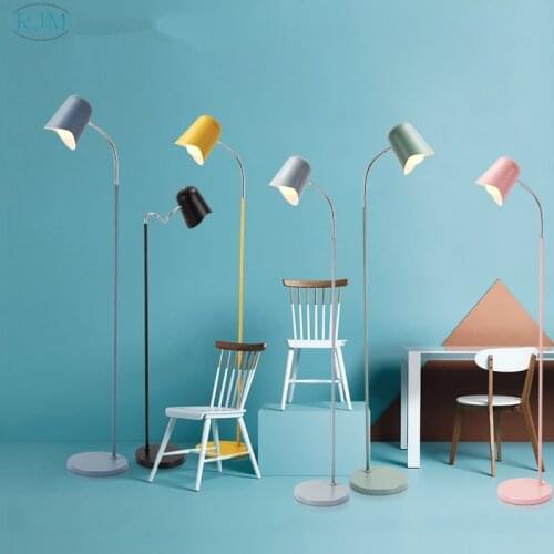 Nordic Simple Modern Iron Floor Lamps Creative Multicolor Floor Lights for Showroom Kitchen Living Room Bedroom Childrens Room