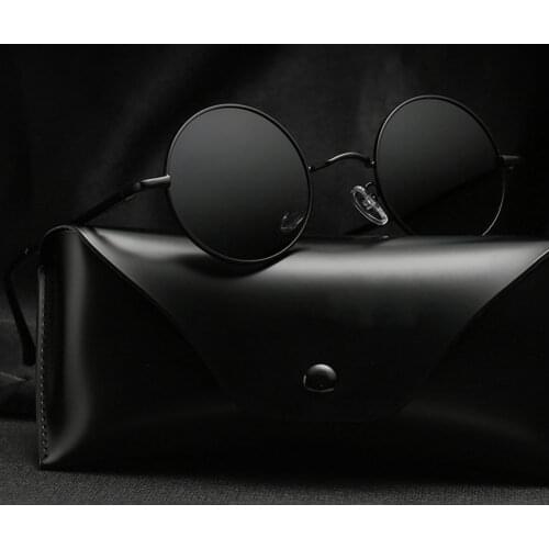 Retro Small Classic Vintage Round Polarized Sunglasses Men Brand Designer Sun Glasses Women Metal Frame Black Lens Driving Gafas