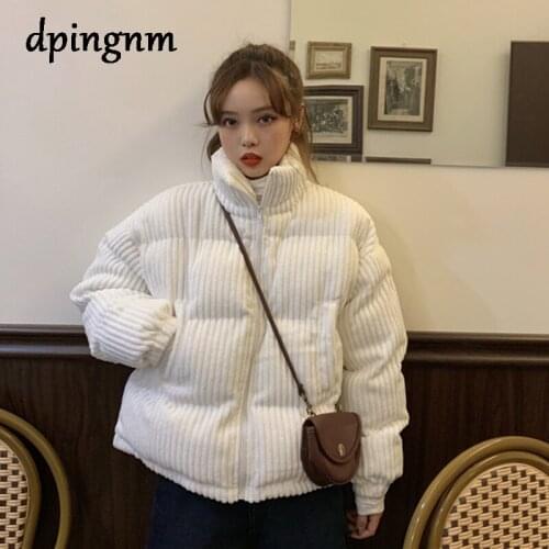 Casual corduroy thick parka overcoat Winter warm fashion outerwear coats Women oversize streetwear jacket coat female