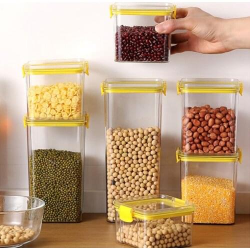 Transparent Airtight Pantry Pasta Box Multigrain Sealed Cans Food Storage Container Plastic Kitchen Refrigerator With Lid Cereal