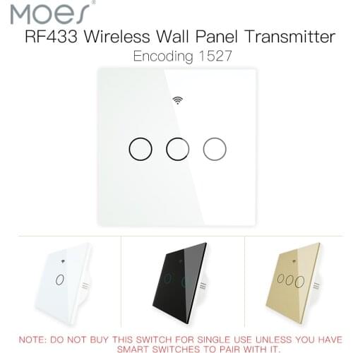 RF433 MHz Wireless Wall Glass Panel Transmitter Switch Remote Controller Work with WiFi Smart Control Sticky Switch Receiver