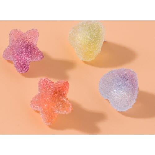 Cute Sweet Rainbow Gradient Star Heart Fudge Stud Earrings for Women Girls Lovely Earings Fashion Jewelry 2020 Accessories