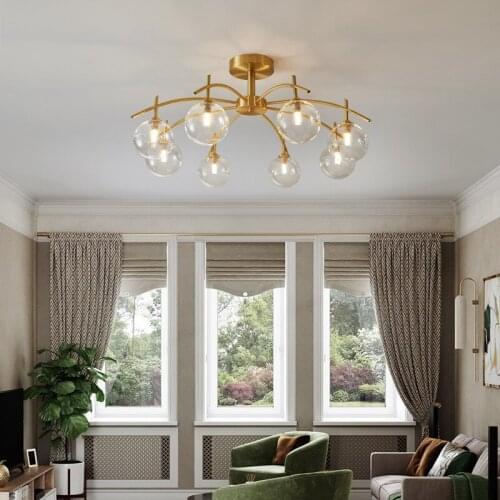 Nordic Luxury Copper Magic Bean Molecular Chandelier For Living Room Bedroom Dining Room Pendant Lamp