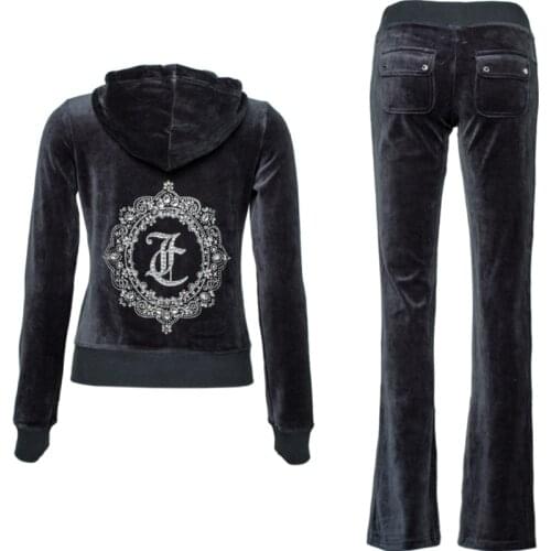 Spring/Fall/Winter Womens Brand Velvet Fabric Tracksuits Velour