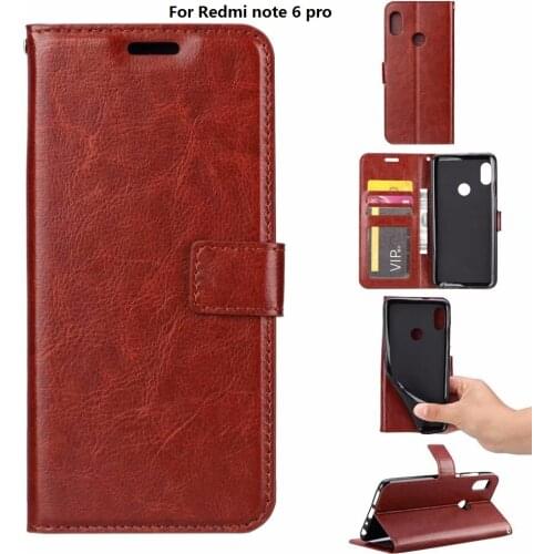 10pcs/lot For Redmi 6 pro 6A Crazy horse wallet leather PU TPU phone cover Case For redmi note 5A 5 plus note 6 5 pro