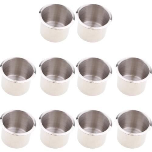 10 Pieces Stainless S Recessed Cup Drink Holder for Marine Boat RV Camper 68x55mm