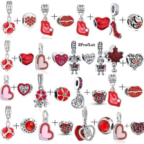 2Pcs/lot Special Offer Red Lucky Cat & Animal Beads Charms Fit Brand Bracelet & Necklaces For Women Jewelry Making Accessories