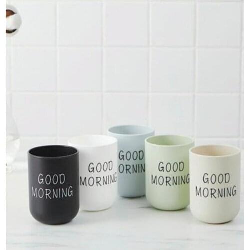 2021 Bathroom Plastic Washing Cups Nordic Style Portable Toothbrush Holder Travel Water Cups Good Morning Cup Organizer Cups