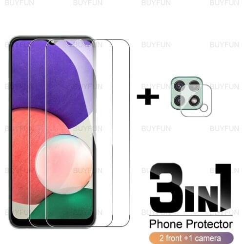 3in1 front full cover tempered glass for samsung galaxy A22 5G 6.6inch screen protector for samsung a22 camera safety film
