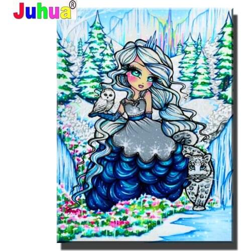 Angel Diamond puzzle 5d diamond mosaic"Snow Fairy"diamond painting cross stitch embroidery full round drill Portrait Art