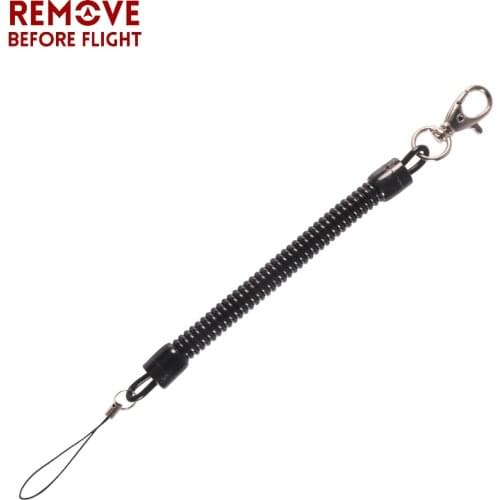 1 PC Keychain Black Fishing Lanyards Securing Pliers Fishing Safety Lanyard Cable Coil Lanyard or Safety Rope Wire Key Rings