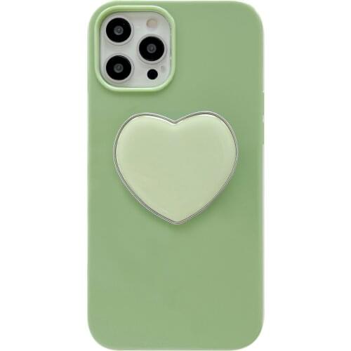 Matcha Green Heart Stand Knot Case for iPhone 11 12 Pro Max 8 7 6 6s Plus Xr XsMax X Xs SE 2020 12 Color Candy Soft Back Cover