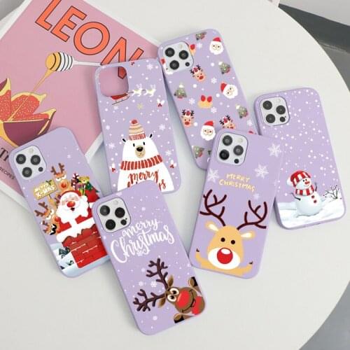 Cartoon Christmas Santa Reindeer Tree Phone Case For iPhone 13 Mini 12 11 Pro Max X XR XS Max 6 6s 7 8 Plus 5 SE 2020 TPU Cover