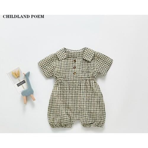 Baby Romper Jumpsuit Summer Plaid Boys Girls Romper Clothes Short Sleeve Baby Jumpsuit Sunsuit For Girl Infant Toddler Clothes