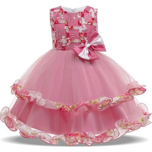 2021 Summer Pageant Kids Petal Dress For Girl Children Costume Party Bow Princess Dresses Girls Vestido Baby Sleeveless Clothing