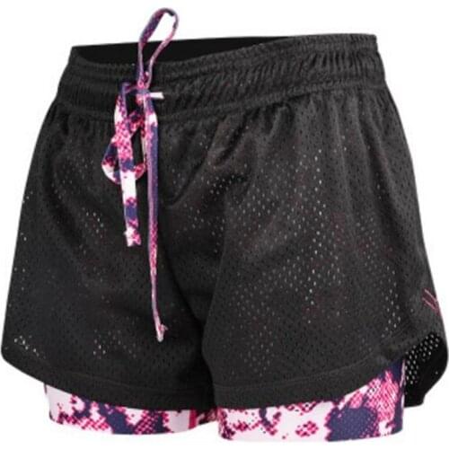 Breathable Women Mesh Yoga Shorts False Two Pieces Fitness Training Shorts Outdoor Exercise Sportswear Jogging Running Shorts