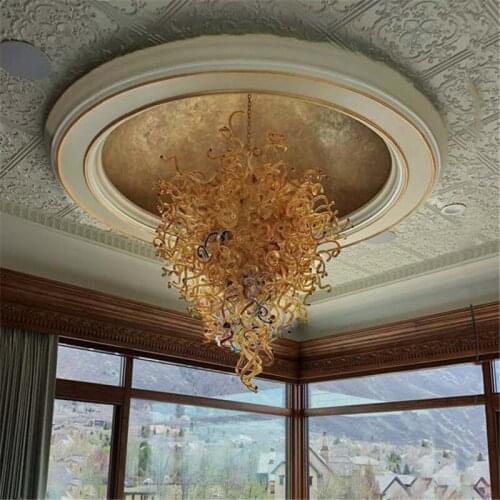 Elegant Colorful Glass Lamp Modern Chandelier Parts Flower Hanging Glass Large Contemporary Chandeliers