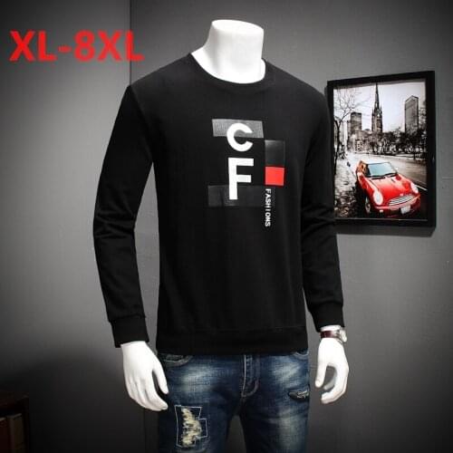 10XL 8XL 6XL 5XL spring New Long Sleeve T Shirts Men Loose Fit Letter Fashion 100% Pure Cotton T Shirt Male Tops Pullover